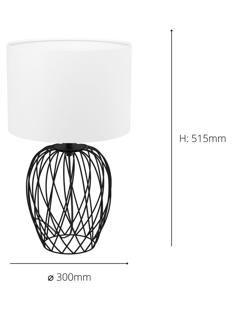 Eglo Black Nimlet Table Lamp Wire Base with White Fabric Shade - Image 3 of 3 Eglo Black Nimlet Table Lamp Wire Base with White Fabric Shade - Image 3 of 3