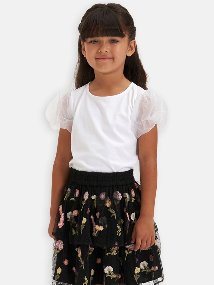 Angel & Rocket Delilah Mesh Puffball Sleeve Top - Image 1 of 5