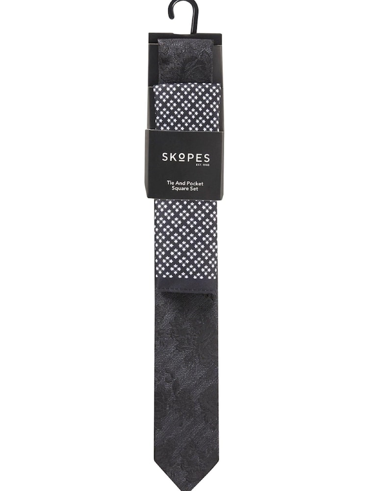 Skopes Black Floral Tie And Pocket Square Gift Set - Image 1 of 4