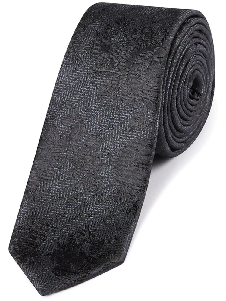 Skopes Black Floral Tie And Pocket Square Gift Set - Image 2 of 4