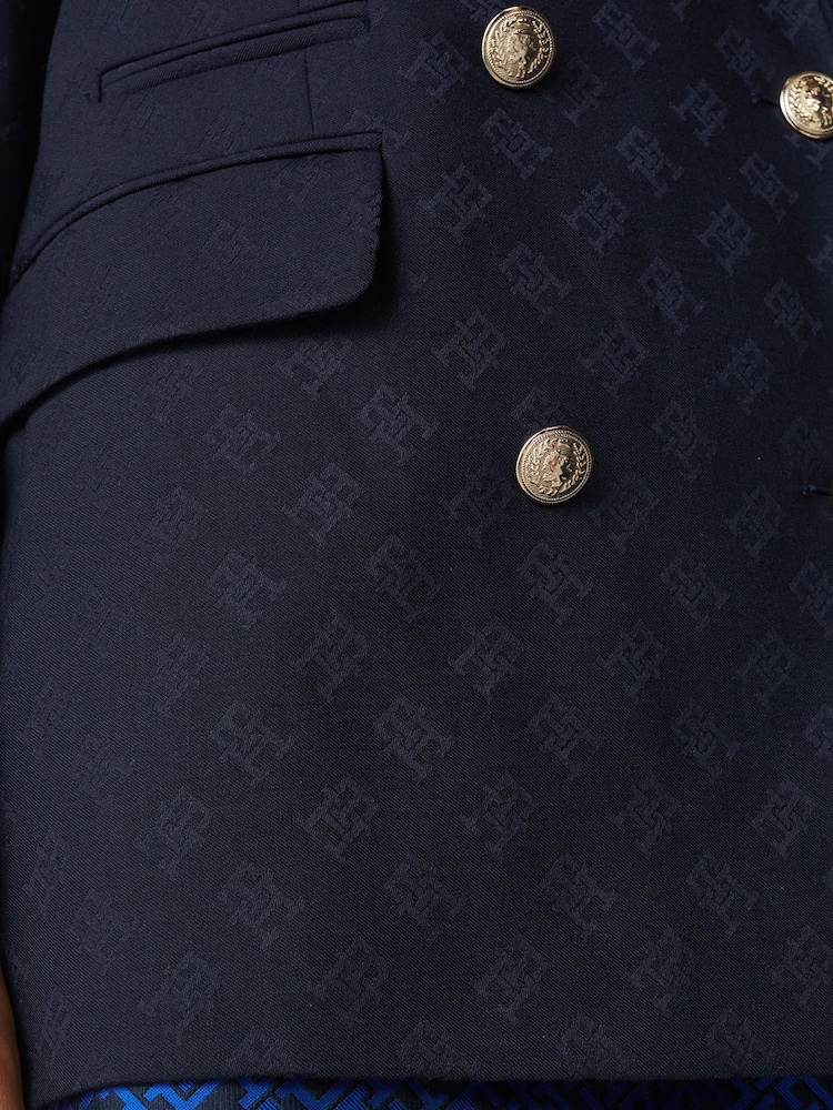Tommy Hilfiger Blue Monogram Jacquard Blazer - Image 3 of 3
