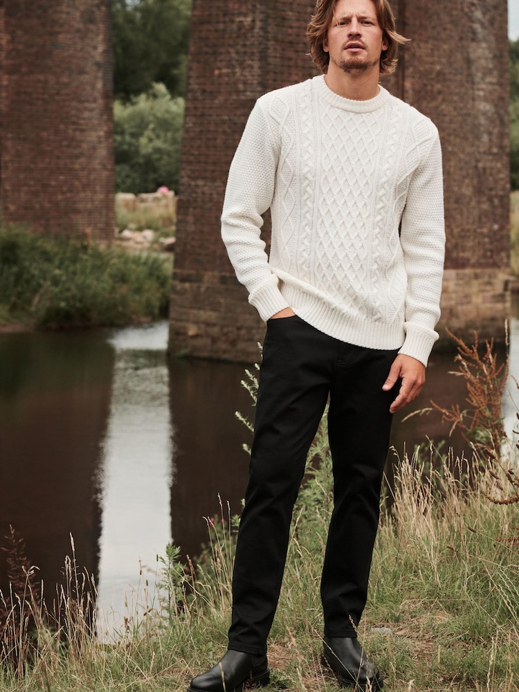 Ecru White Regular Aran Knit Cable Sweatshirt - Image 2 of 9