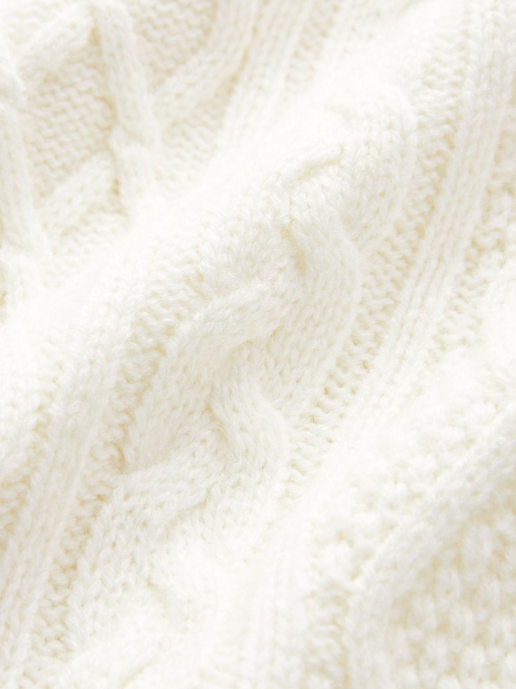Ecru White Regular Aran Knit Cable Sweatshirt - Image 9 of 9