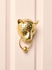 Oliver Bonas Gold Cheetah Metal Door Knocker - Image 2 of 4