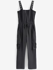 Charcoal Grey Cargo Sleeveless Drawstring Waist Jumpsuit - Image 5 of 5