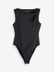Black One Shoulder D Ring Bodysuit - Image 5 of 5