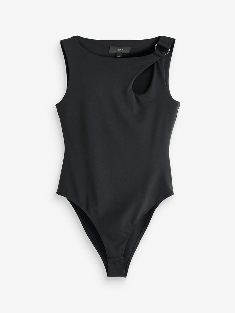 Black One Shoulder D Ring Bodysuit - Image 5 of 5