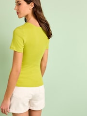 Lime Green Short Sleeve Twist Front T-Shirt - Image 3 of 5