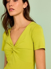 Lime Green Short Sleeve Twist Front T-Shirt - Image 4 of 5