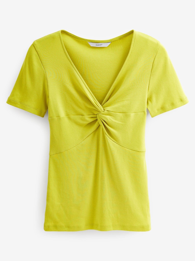 Lime Green Short Sleeve Twist Front T-Shirt - Image 5 of 5