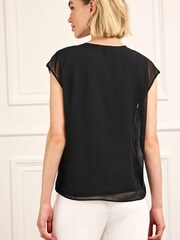 Black V-Neck Chiffon Layer Sleeveless Vest - Image 3 of 5