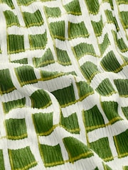 Grün/Ecru Creme kariert - Plissiertes Minikleid mit kurzen Puffärmeln - Bild 6 von 6