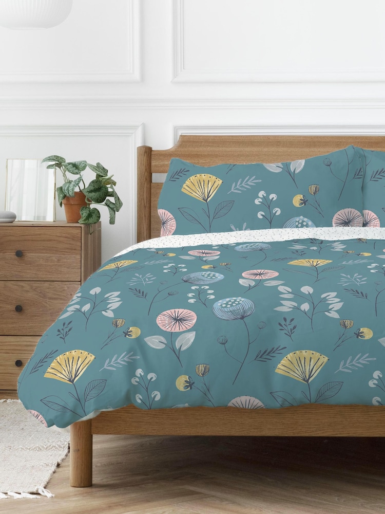 Copenhagen Home Teal Blue Olia Duvet Cover and Pillowcase Set - Image 2 of 2