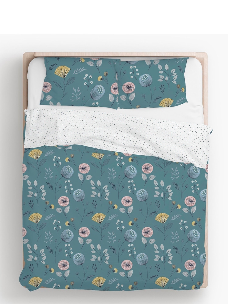 Copenhagen Home Teal Blue Olia Duvet Cover and Pillowcase Set - Image 3 of 3