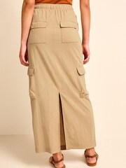Camel Brown Cargo Drawstring Waist Midi Skirt - Image 3 of 5