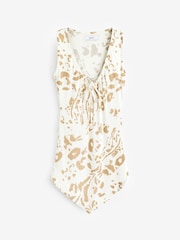 Ecru Natural Animal Print Bandana Style Sleeveless Tunic Top - Image 5 of 5