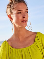 Lime Green Off Shoulder Bardot Plisse Top - Image 4 of 5