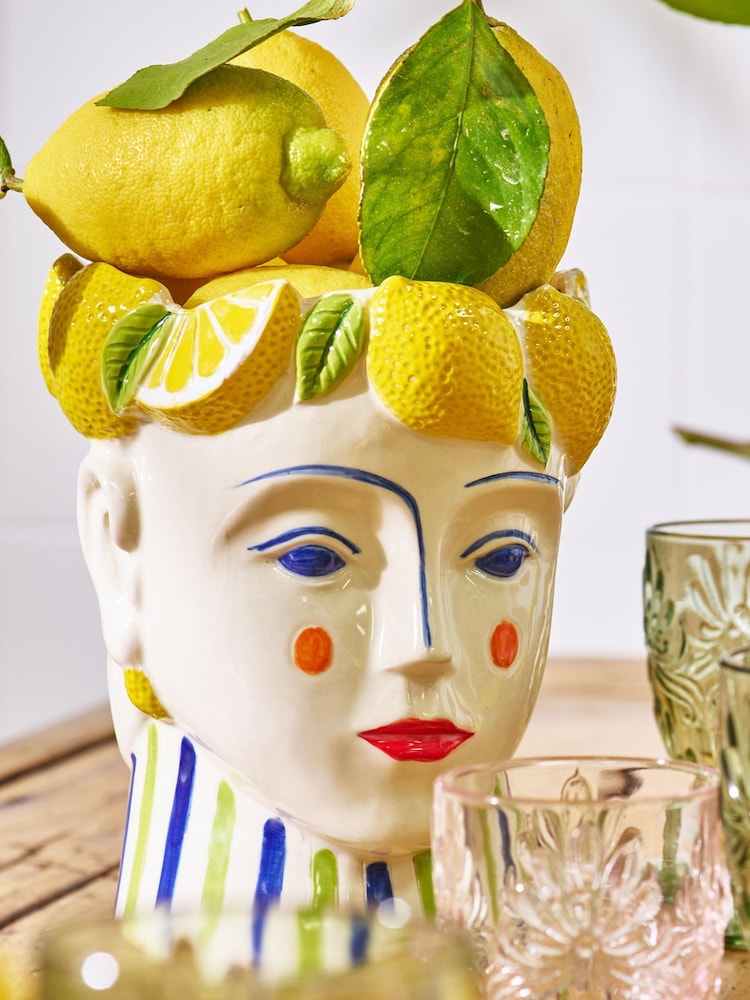 Oliver Bonas Multi Lola Ceramic Face Vase - Image 1 of 4 Oliver Bonas Multi Lola Ceramic Face Vase - Image 1 of 4