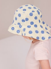White/Blue Low Back Bucket Hat (3mths-10yrs) - Image 2 of 6