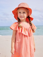 Orange Embroidered Low Back Bucket Hat (3mths-10yrs) - Image 1 of 5
