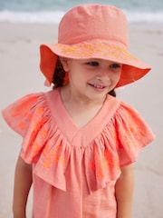 Orange Embroidered Low Back Bucket Hat (3mths-10yrs) - Image 3 of 5