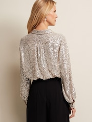 Phase Eight Cream Medora Sequin Shirt - Image 2 of 6