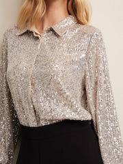 Phase Eight Cream Medora Sequin Shirt - Image 5 of 6
