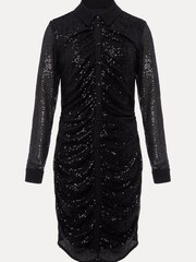 Phase Eight Kirsty Ruched Black Sequin Dress - Image 6 of 6