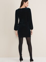 Phase Eight Blue Adele Studded Velvet Dress - Image 2 of 6