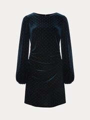 Phase Eight Blue Adele Studded Velvet Dress - Image 6 of 6