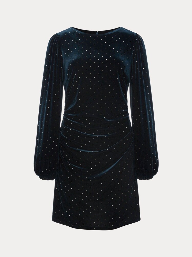 Phase Eight Blue Adele Studded Velvet Dress - Image 6 of 6