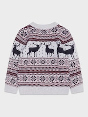 M&Co Grey Fairisle Pattern Stag Jumper - Image 2 of 3