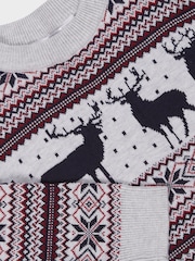 M&Co Grey Fairisle Pattern Stag Jumper - Image 3 of 3