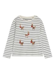 Белый футболка в полоску с оленем M&Co - Изображение 1 из 3