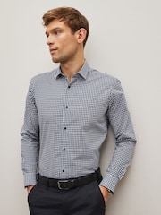 Blue/Black Gingham Regular Fit Trimmed Shirts 2 Pack - Image 8 of 13