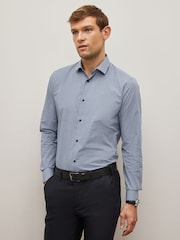 Blue/Black Gingham Regular Fit Trimmed Shirts 2 Pack - Image 9 of 13