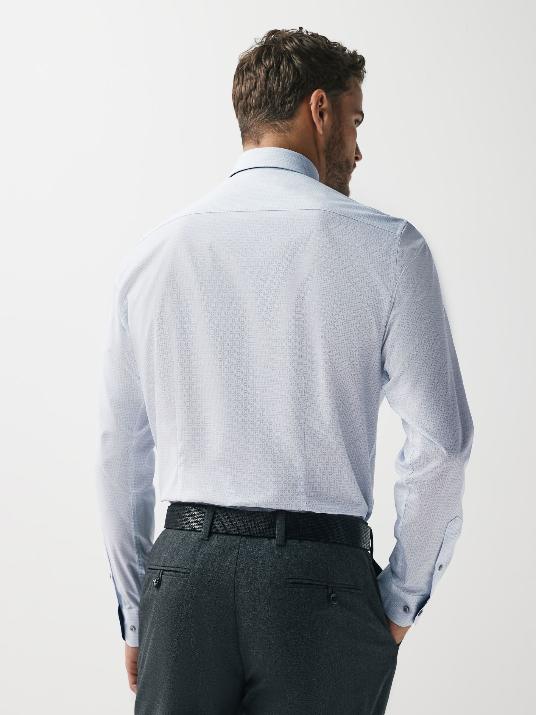 Buy Blue Geometric Slim Fit Shirt And Tie Set 2 Pack from Next Luxembourg