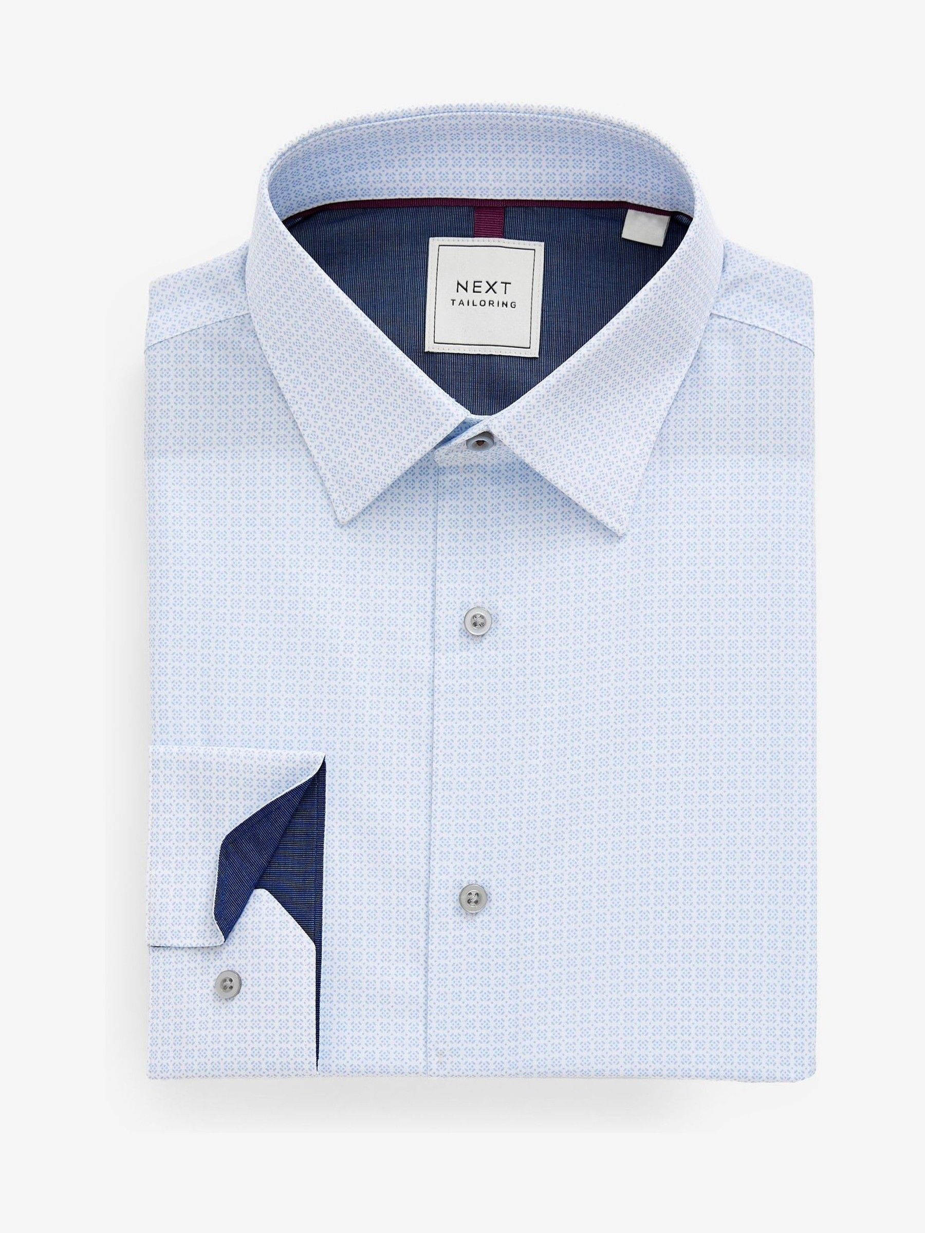 Buy Blue Geometric Slim Fit Shirt And Tie Set 2 Pack from