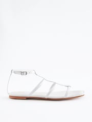 White Forever Comfort® Leather Simple Gladiator Flat Sandals - Image 3 of 6