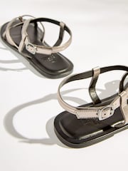 Silver Forever Comfort® Leather Toe Post Flat Sandals - Image 4 of 5