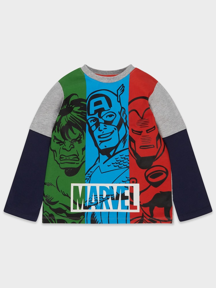 M&Co Grey Marvel Colourblock T-Shirt - Image 2 of 4 M&Co Grey Marvel Colourblock T-Shirt - Image 2 of 4