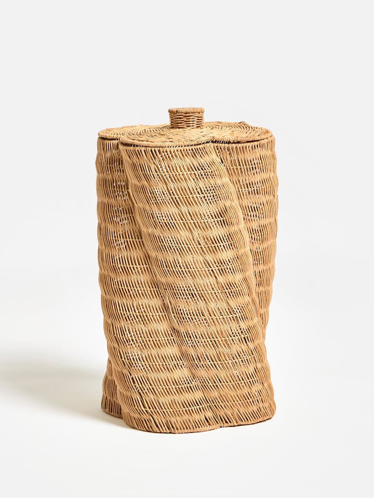 Oliver Bonas Natural Woven Rattan Curved Laundry Basket - Image 2 of 5 Oliver Bonas Natural Woven Rattan Curved Laundry Basket - Image 2 of 5