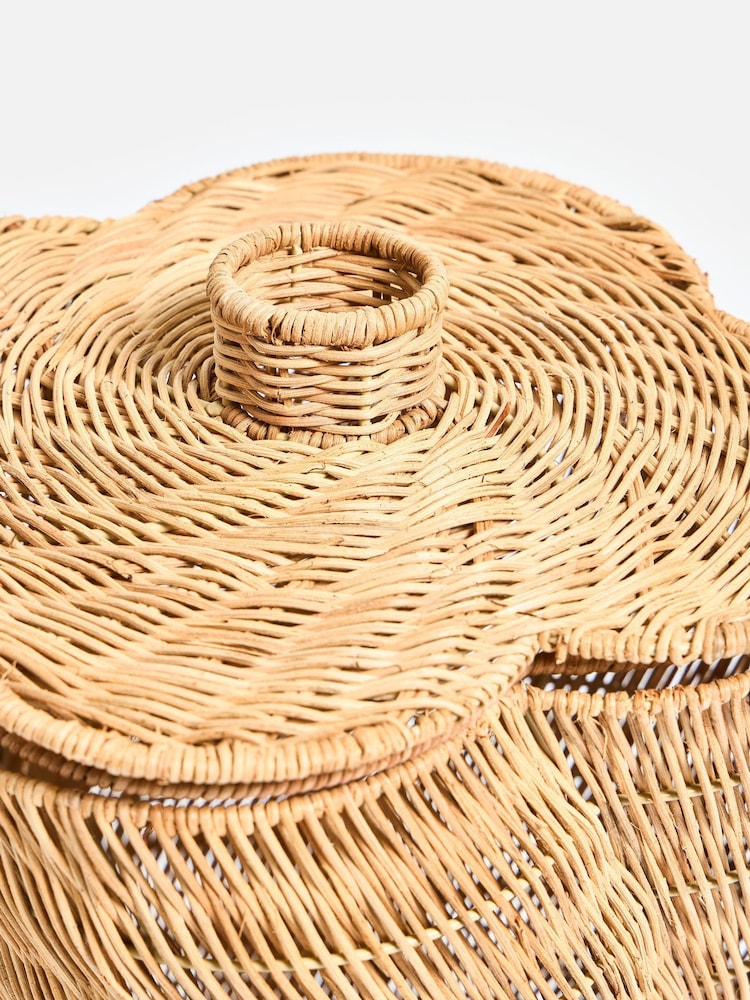 Oliver Bonas Natural Woven Rattan Curved Laundry Basket - Image 5 of 5 Oliver Bonas Natural Woven Rattan Curved Laundry Basket - Image 5 of 5