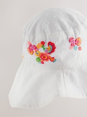 White Embroidered Low Back Bucket Hat (3mths-10yrs) - Image 2 of 2