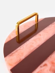 Oliver Bonas Burgundy Resin Striped Bar Tray - Image 2 of 4