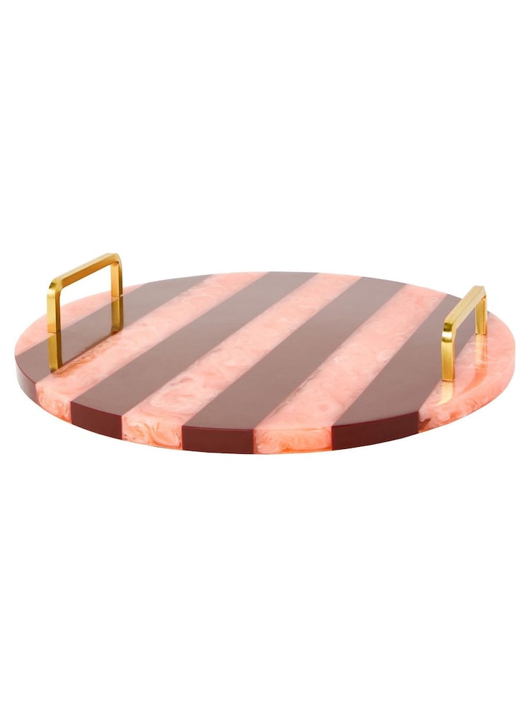 Oliver Bonas Burgundy Resin Striped Bar Tray - Image 4 of 4