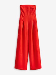 Red 100% Linen Bandeau Jumpsuit - Image 7 of 8