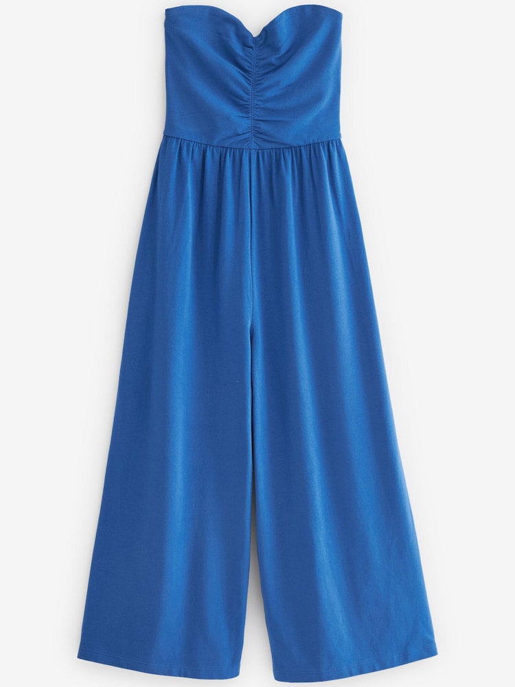 Cobalt Blue Bandeau Jersey Culotte Jumpsuit - Image 2 of 5