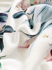 White Floral Halter Plunge Maxi Summer Dress - Image 7 of 7