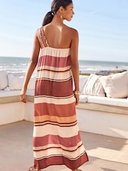 Streifen - One-Shoulder-Maxikleid - Bild 3 von 5